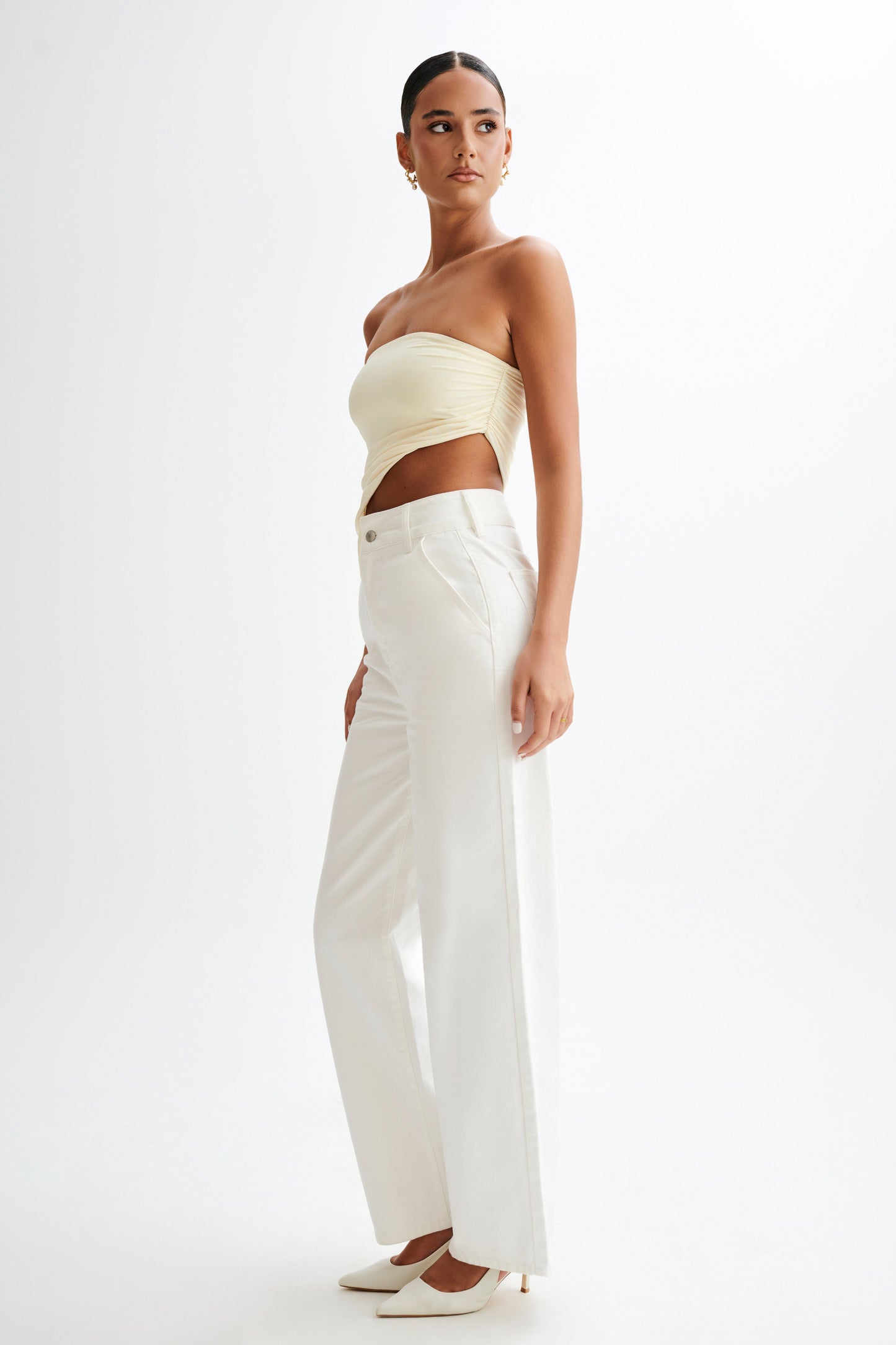 Donata Slinky Strapless Top - Lemon Sherbet