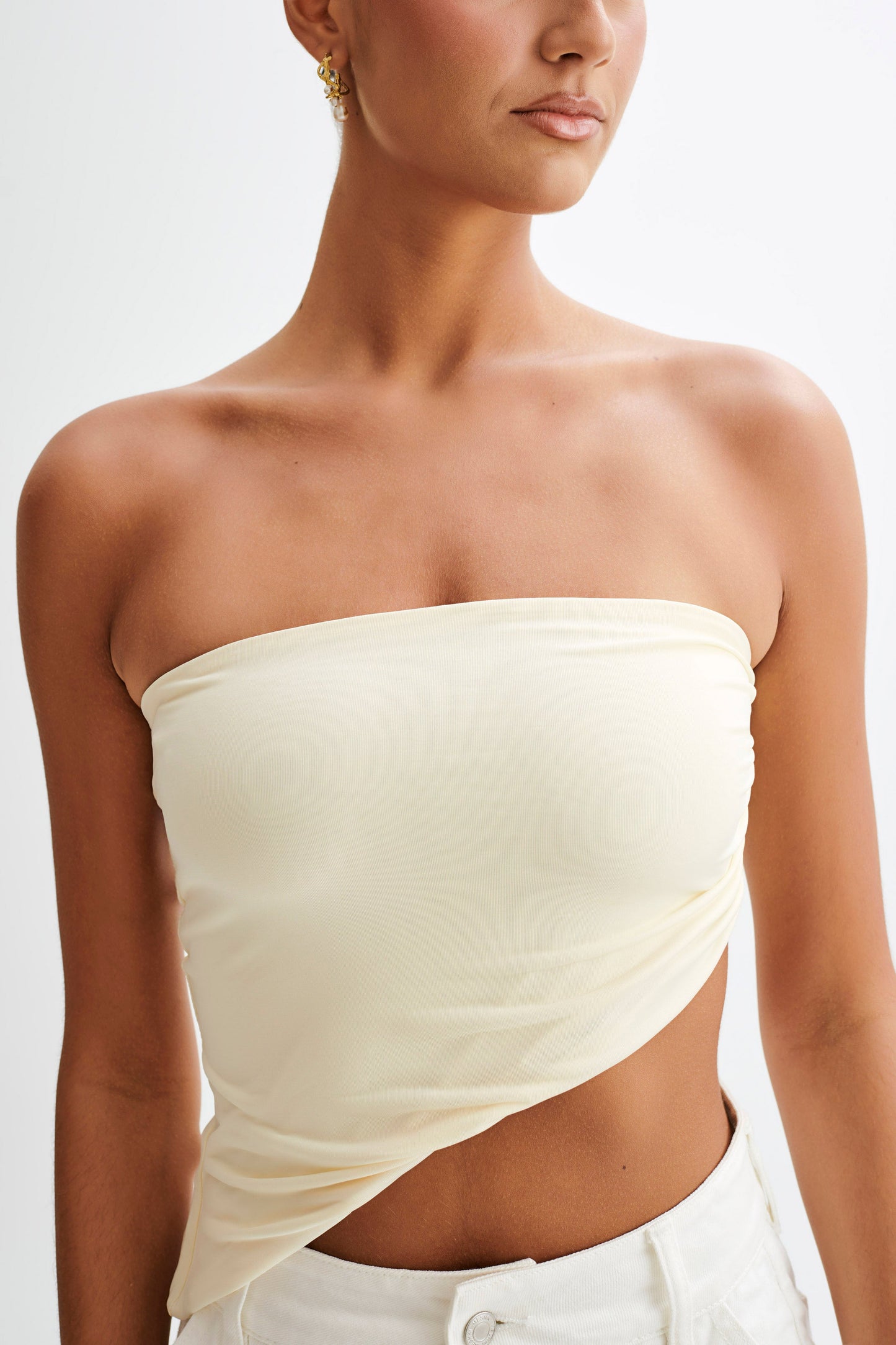 Donata Slinky Strapless Top - Lemon Sherbet