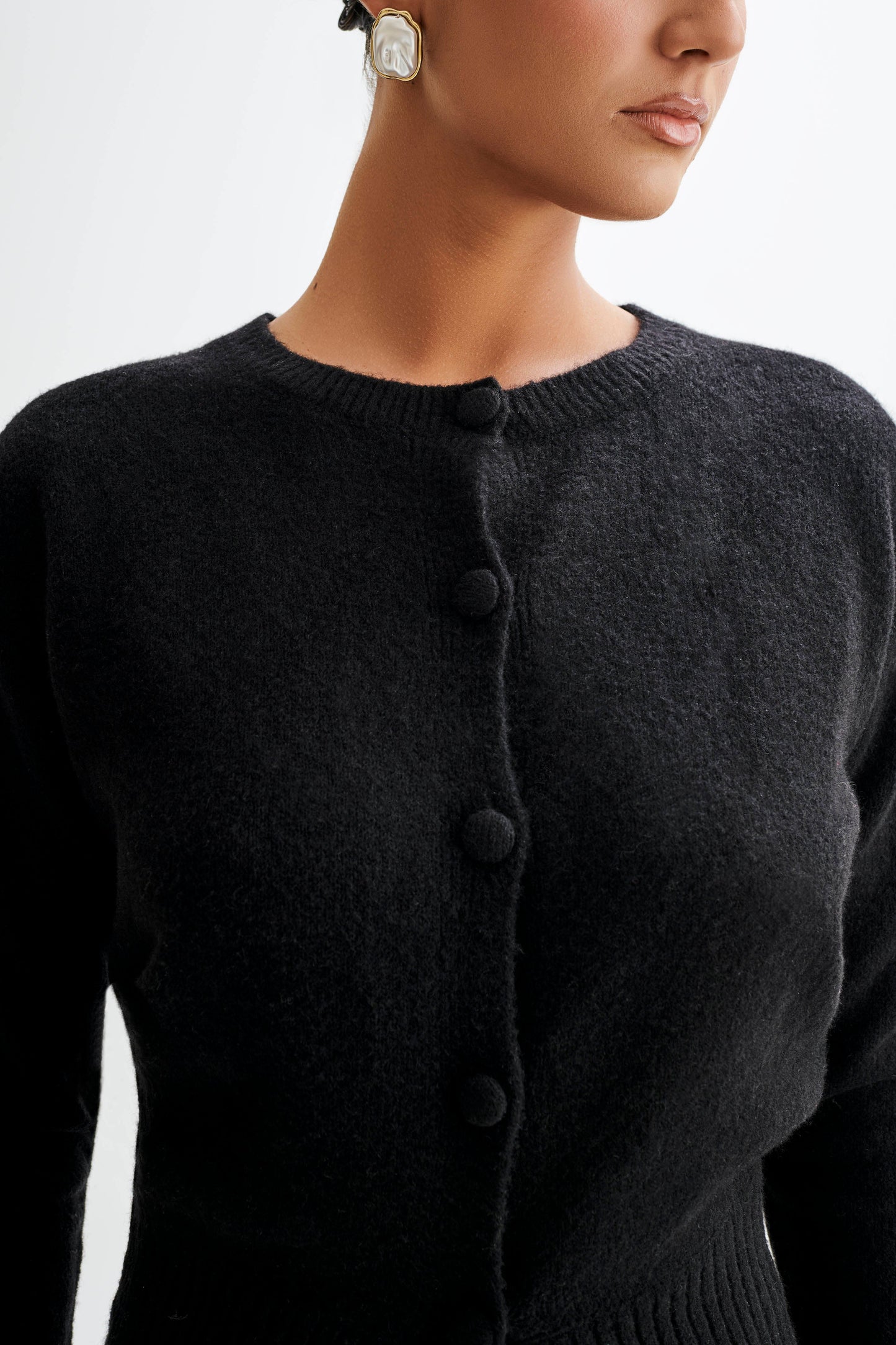 Genevieve Oversized Knit Cardigan - Black