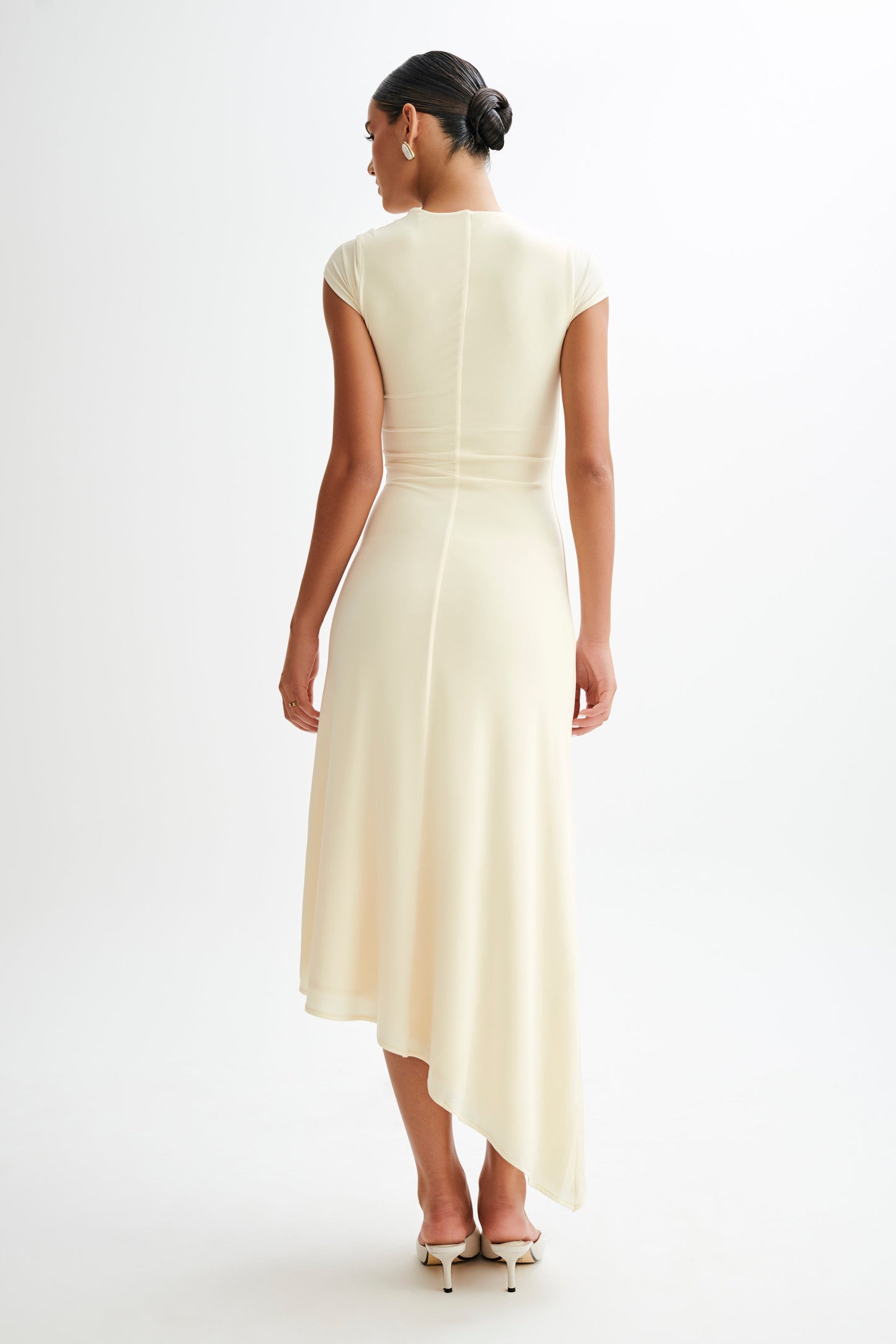 Ilaria Slinky Maxi Dress With Cut Out - Lemon Sherbet