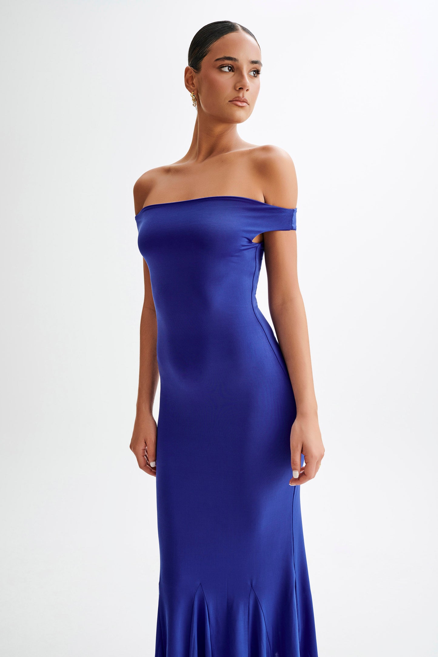 Analina Slinky Handkerchief Midi Dress - Cobalt Blue