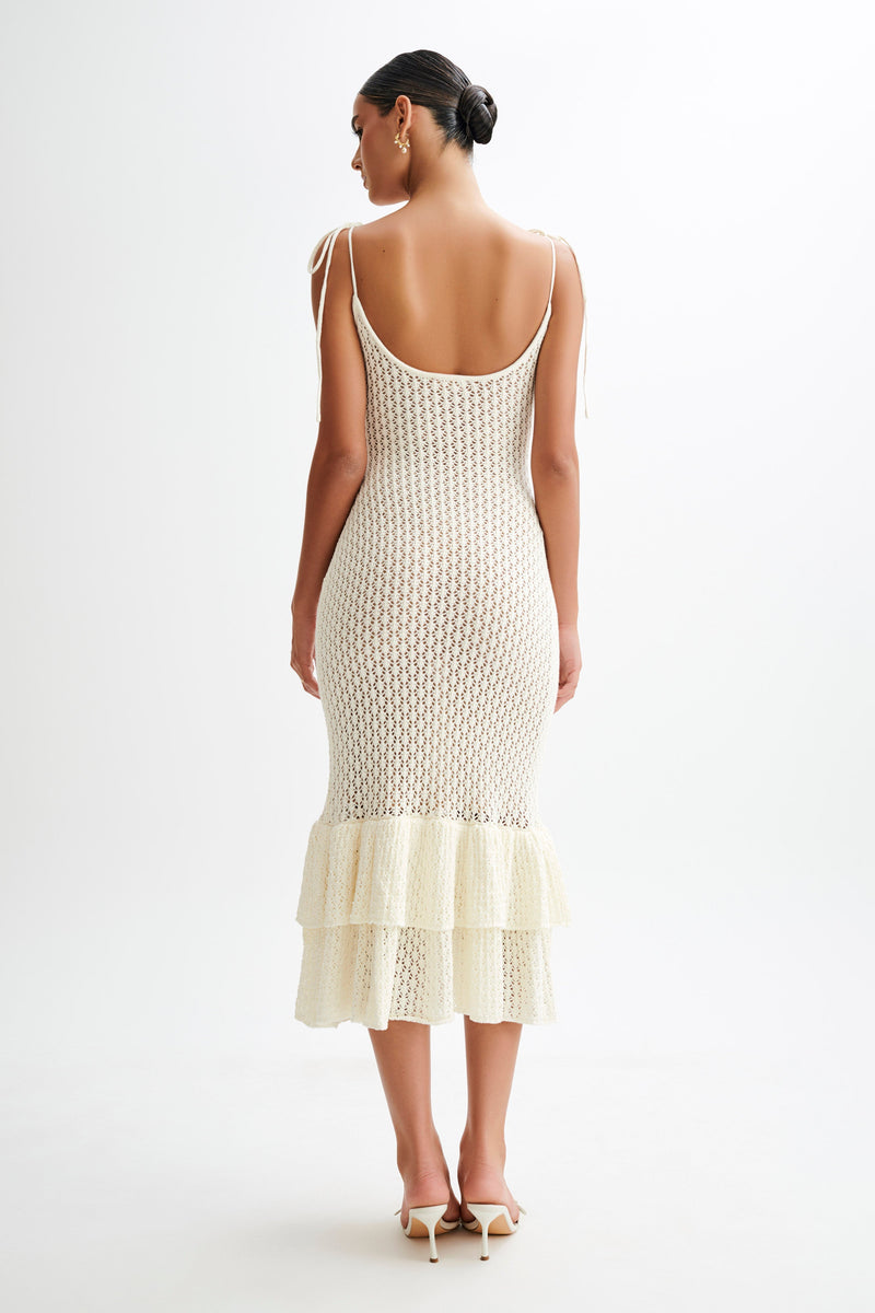 Bianca Knit Midi Dress - Ivory - MESHKI U.S