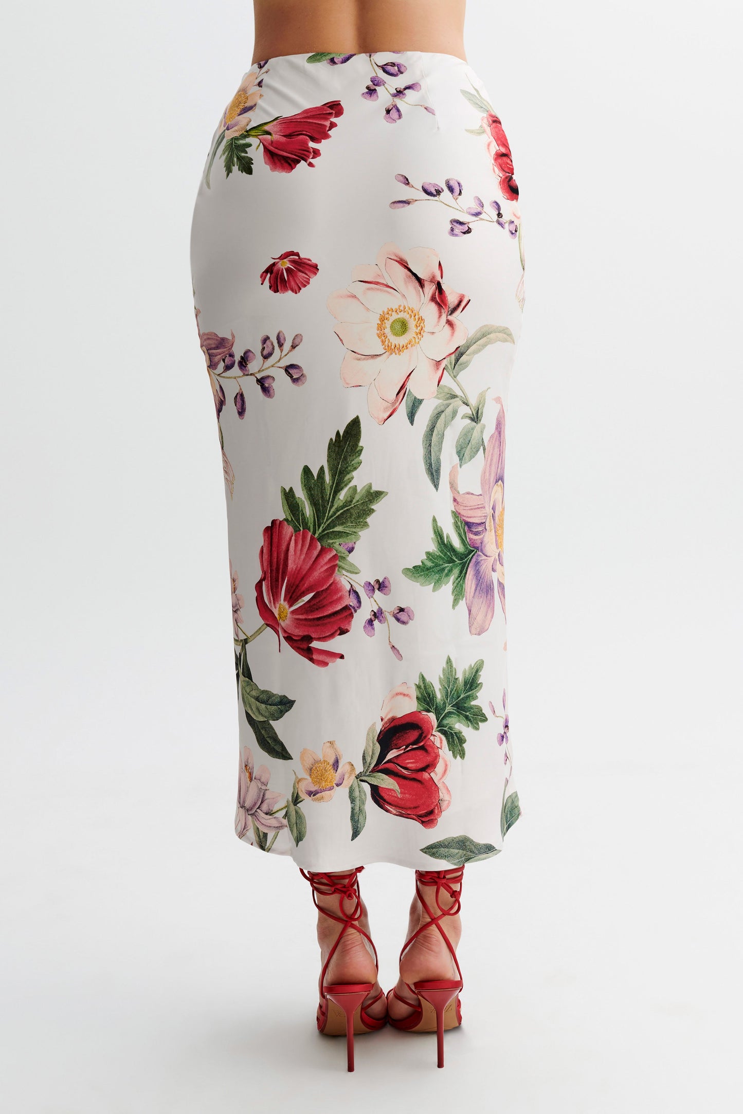 Viviana Satin Midi Skirt - Bella Rosa Print