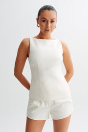 Angela Sleeveless Suiting Top - Ivory