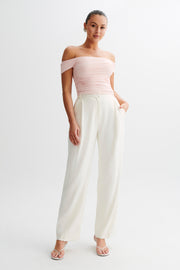 Piper Ruched Off Shoulder Top - Pale Pink