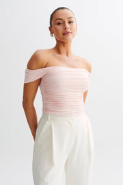 Piper Ruched Off Shoulder Top - Pale Pink