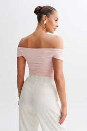 Piper Ruched Off Shoulder Top - Pale Pink