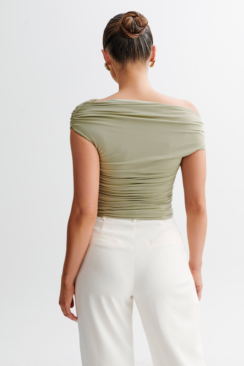 Alayna Slinky Ruched Top - Sage