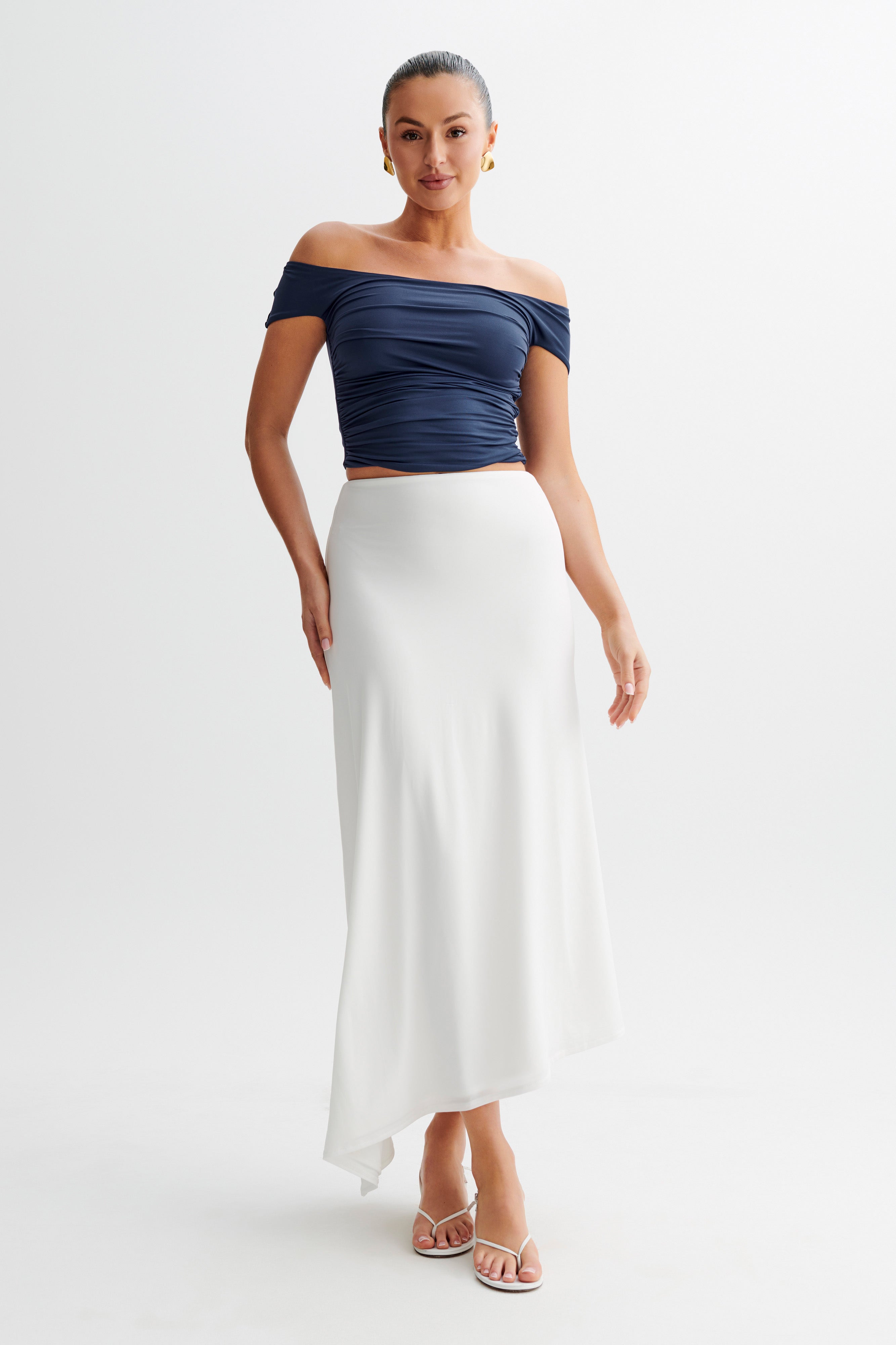 Shops katie piper navy floral off shoulder choker maxi