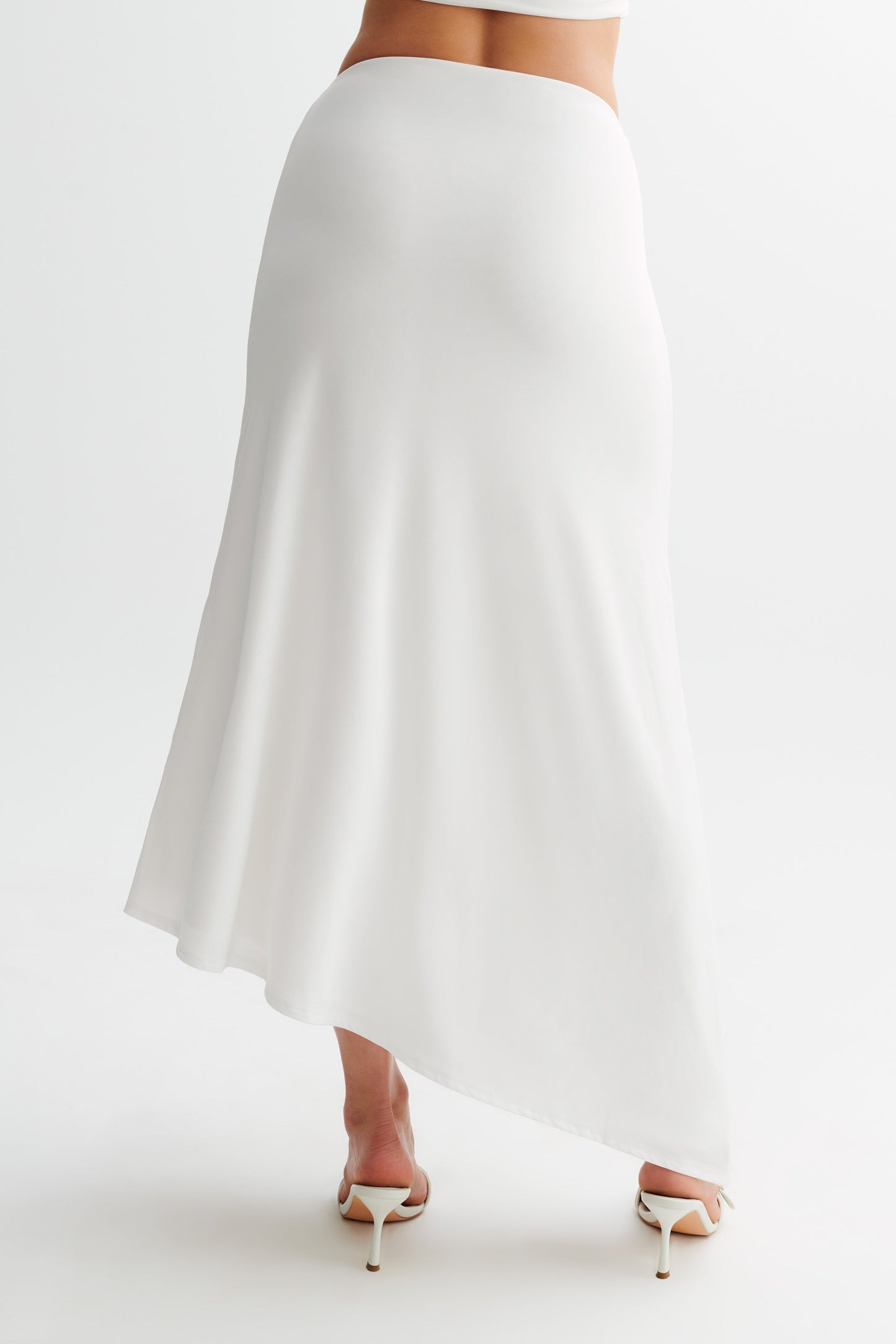 Bea Asymmetrical Slinky Maxi Skirt - White