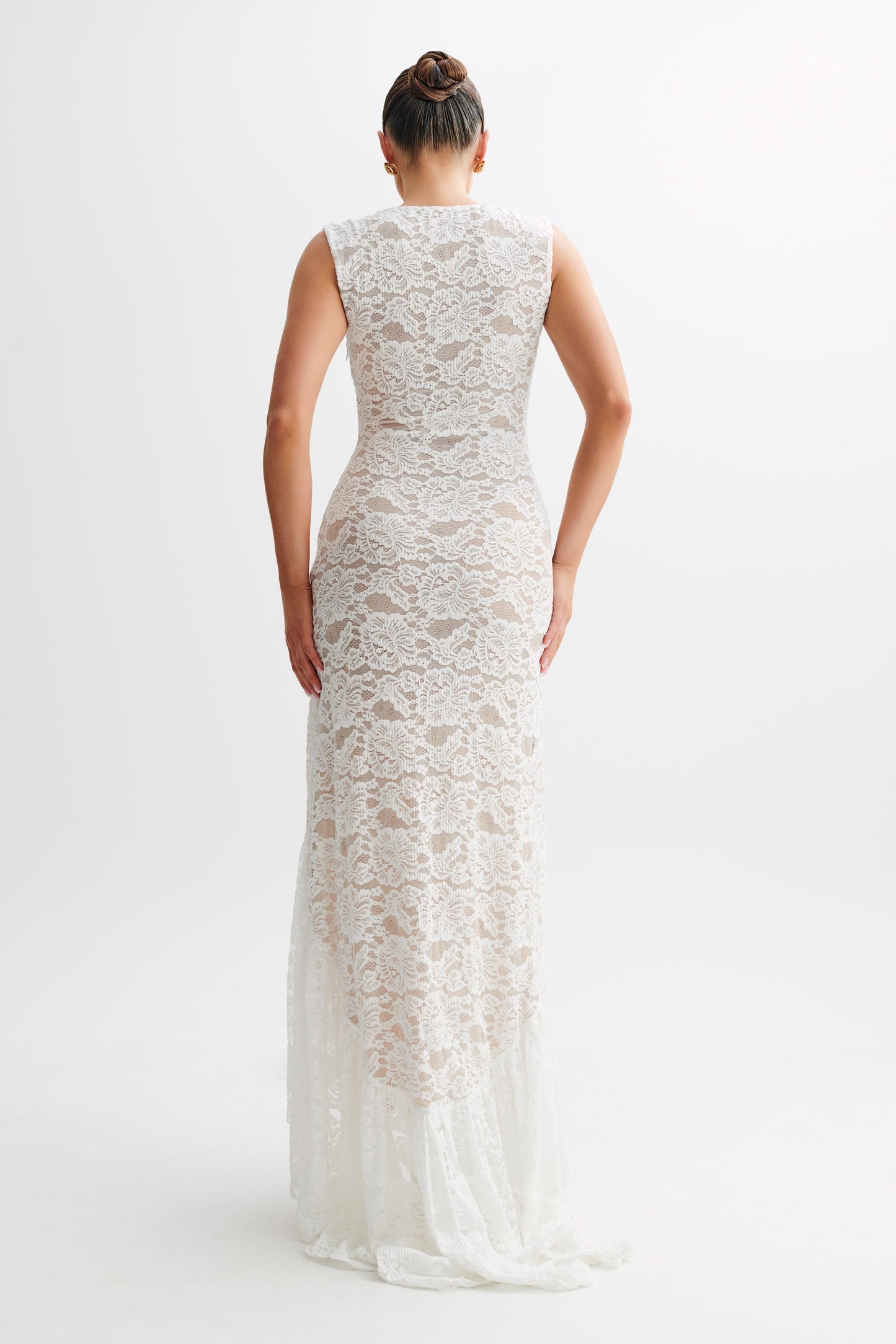 Elda Lace Plisse Maxi Dress - Ivory