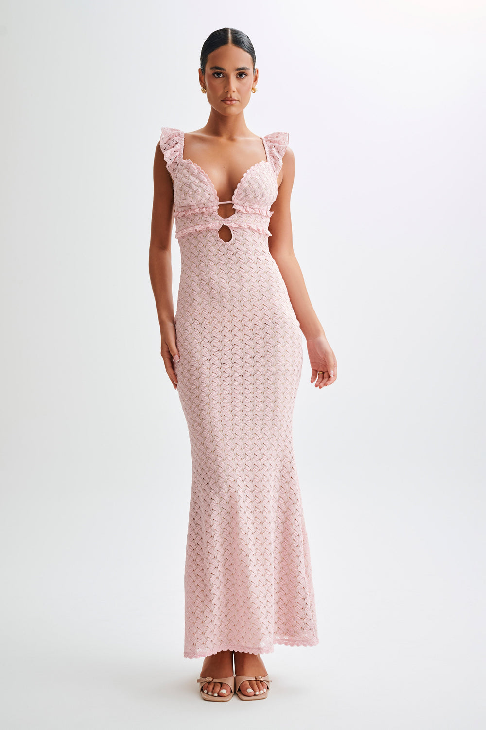 Ezra Lace Maxi Dress - Powder Pink