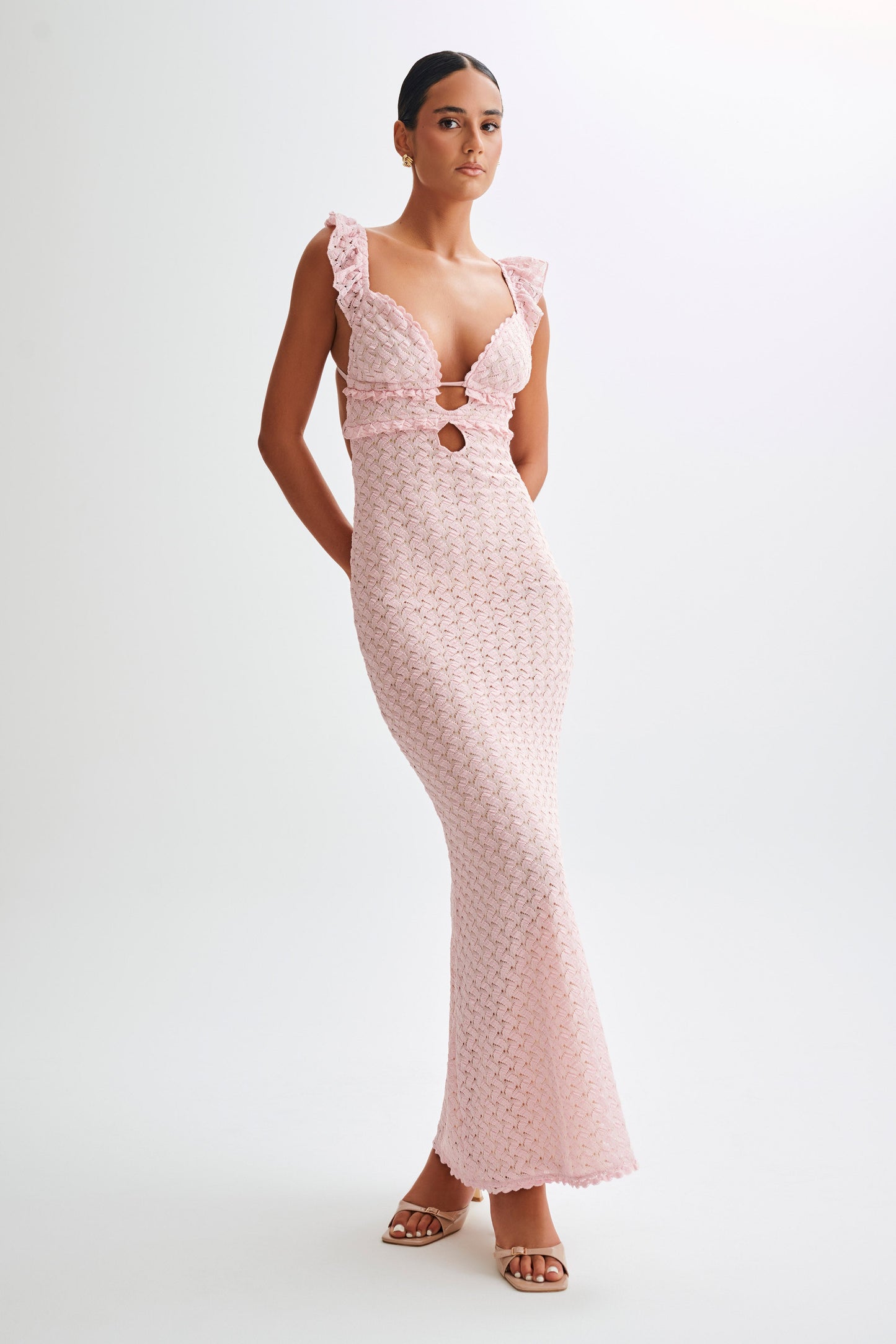 Ezra Lace Maxi Dress - Powder Pink