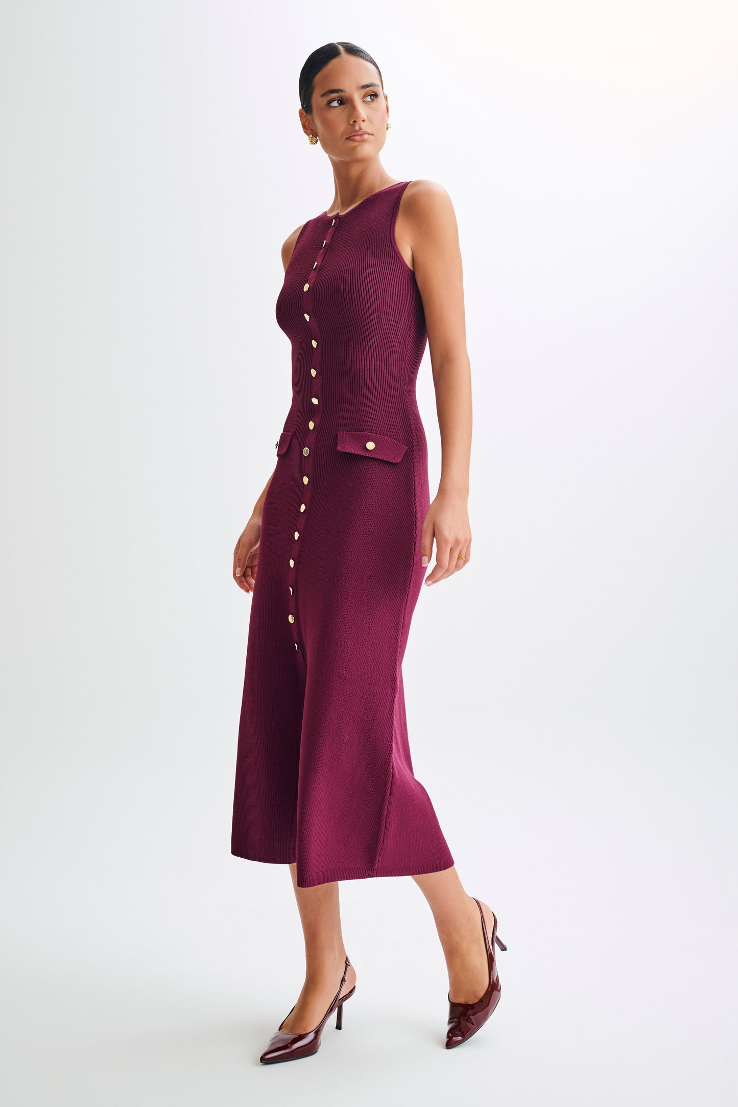 Sawyer Sleeveless Buttoned Maxi Dress - Plum