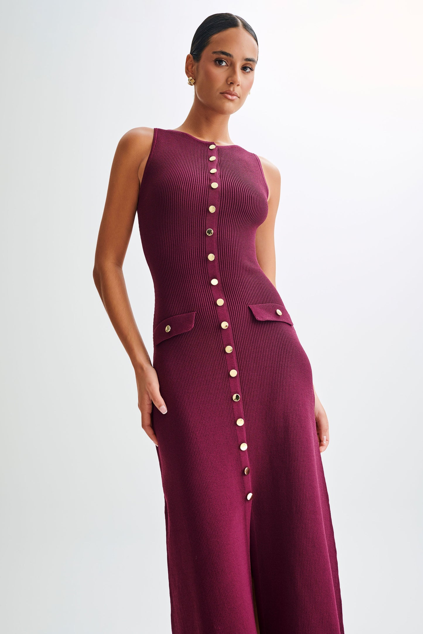 Sawyer Sleeveless Buttoned Maxi Dress - Plum