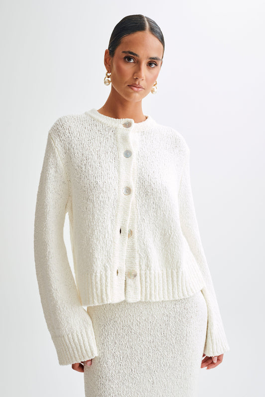 Moira Oversized Boucle Cardigan - White