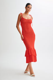 Bianca Knit Midi Dress - Pomegranate