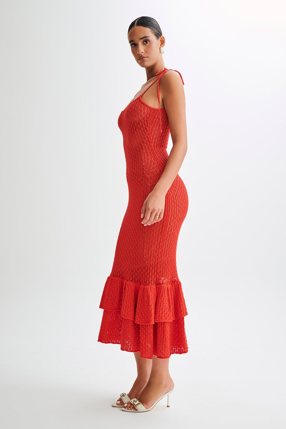 Bianca Knit Midi Dress - Pomegranate