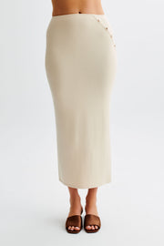 Maisie Buttoned Knit Maxi Skirt - Cream