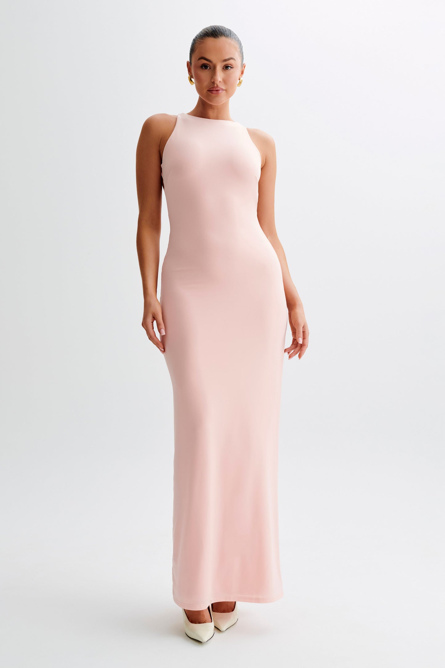 Louise Slinky Backless Maxi Dress - Pale Pink