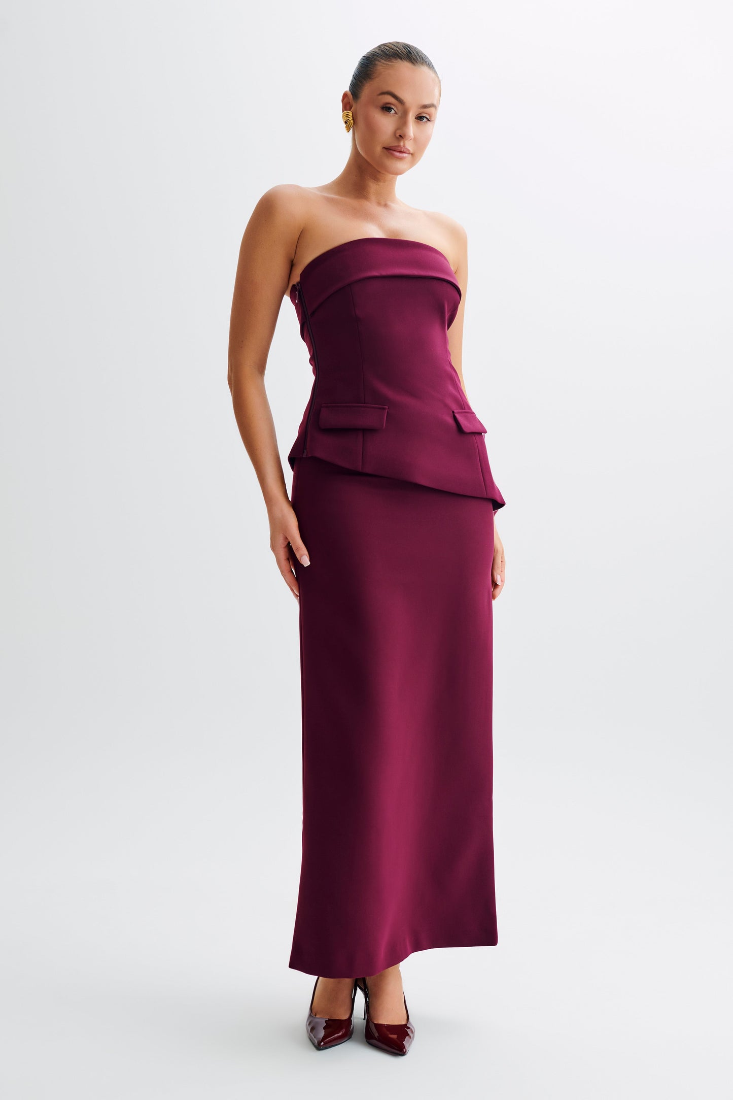 Micah Suiting Strapless Top - Plum