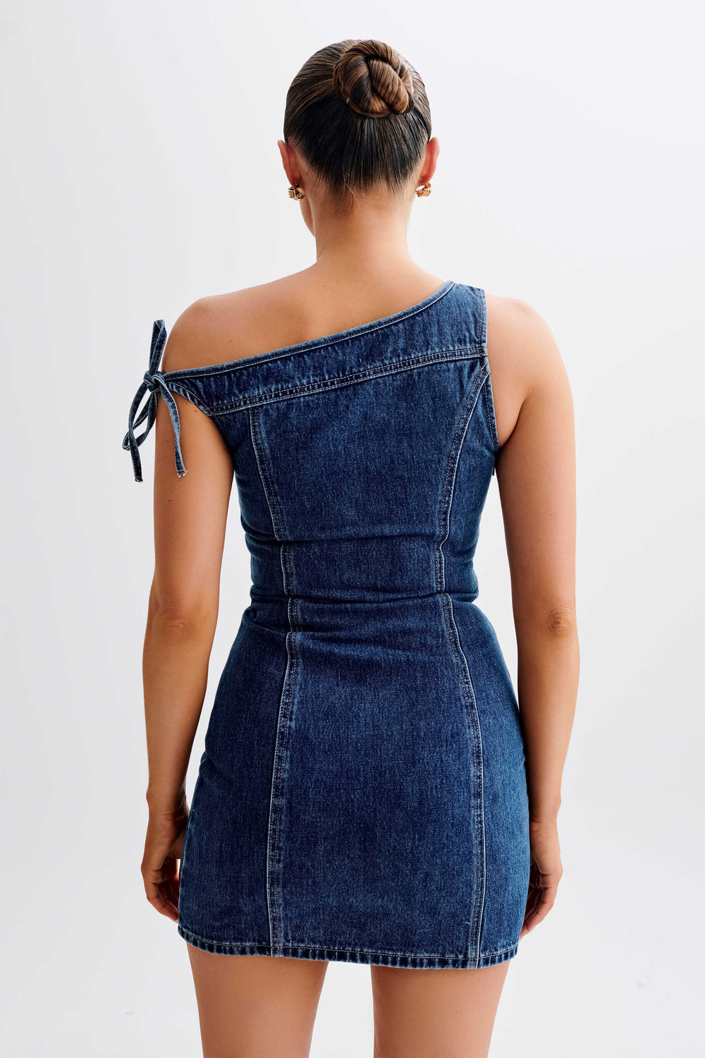 Baker Off Shoulder Denim Mini Dress - Dark Blue