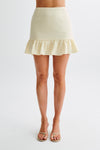 Delfina Linen Mini Skirt With Ruffle - Lemon Sherbet