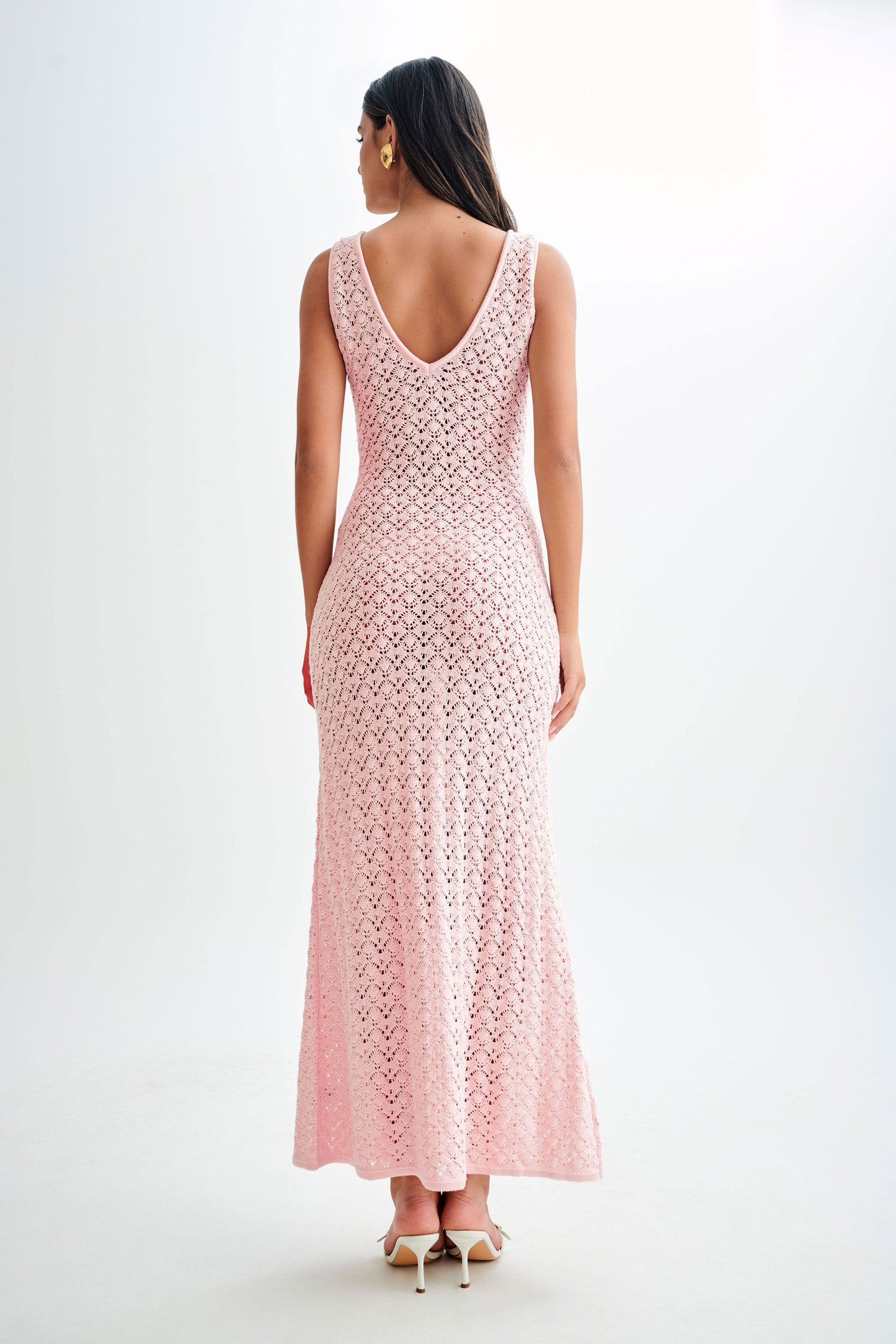 Carter Crochet Sleeveless Maxi Dress - Powder Pink