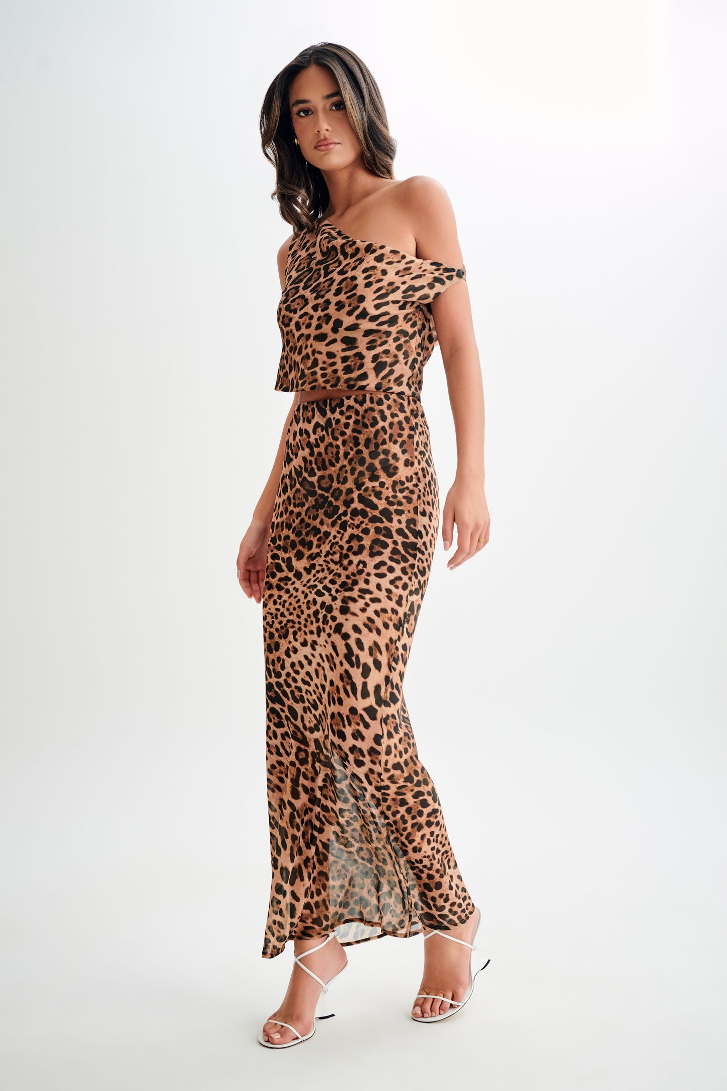 Yvonne Chiffon Off Shoulder Top - Leopard Print