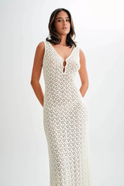 Carter Crochet Sleeveless Maxi Dress - White