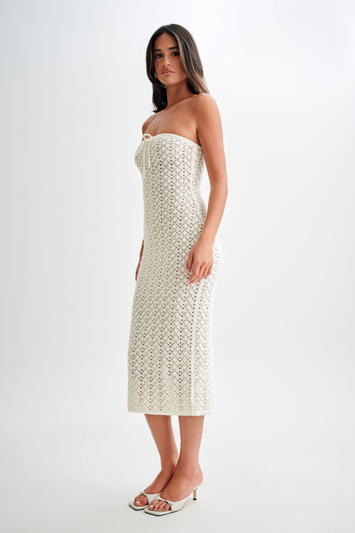 Delia Strapless Knit Midi Dress - Ivory