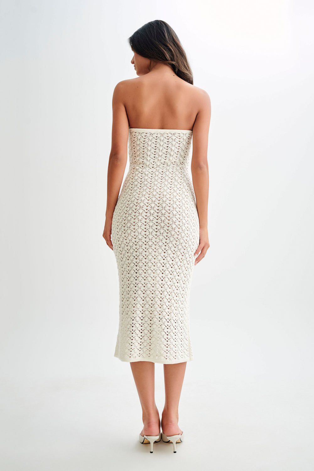 Delia Strapless Knit Midi Dress - Ivory