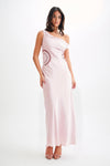 Kristina Satin Maxi Dress With Crochet - Pale Pink