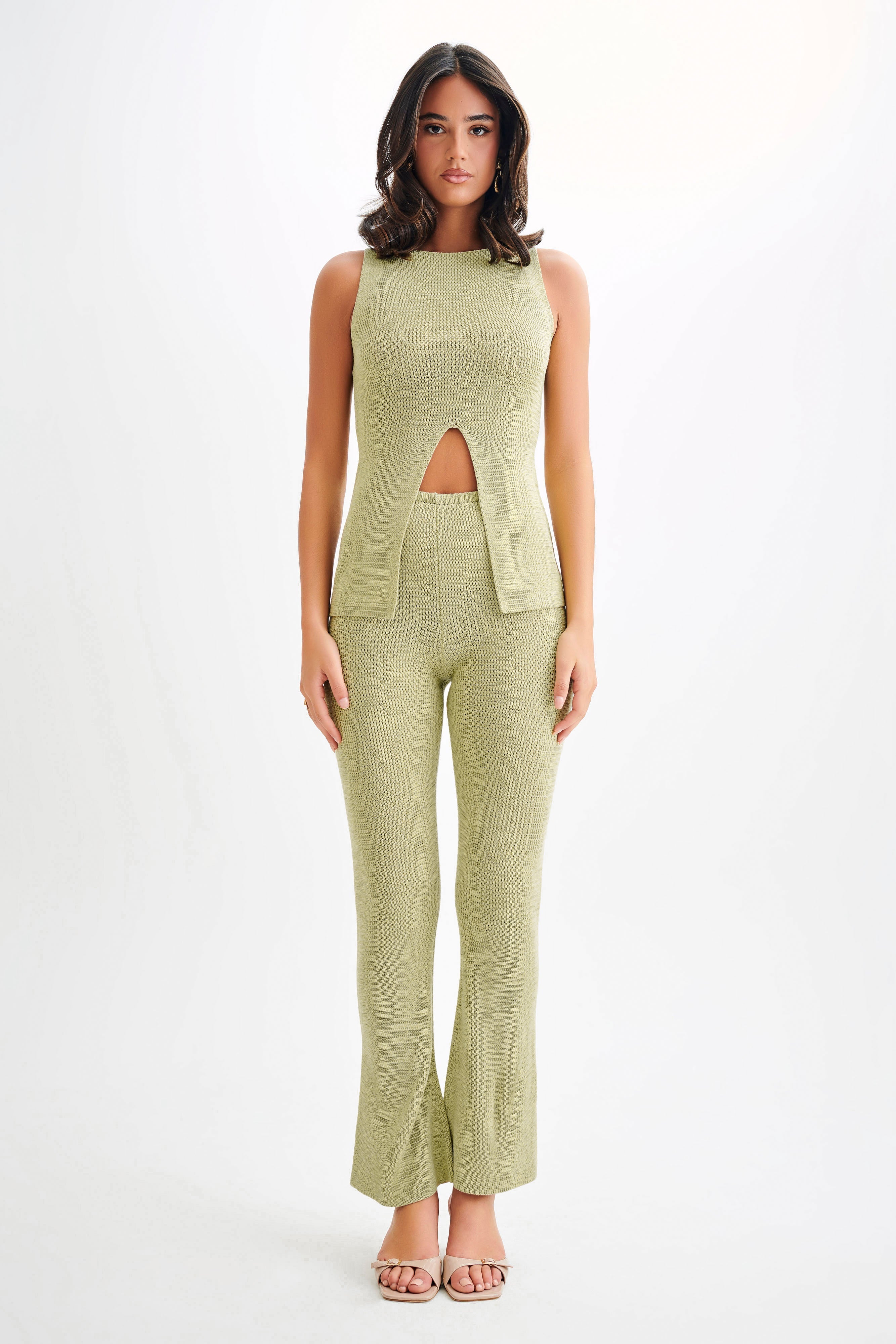 Ridley Straight Leg Knit Pant - Pastel Green & MESHKI US