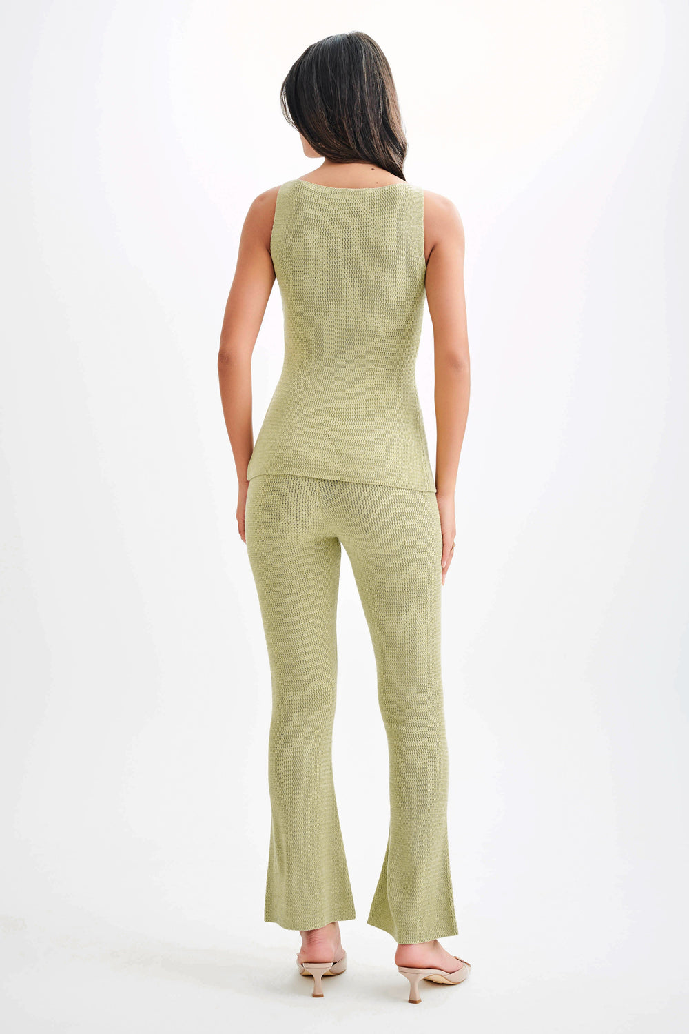 Ridley Knit Tank Top With Split - Pastel Green