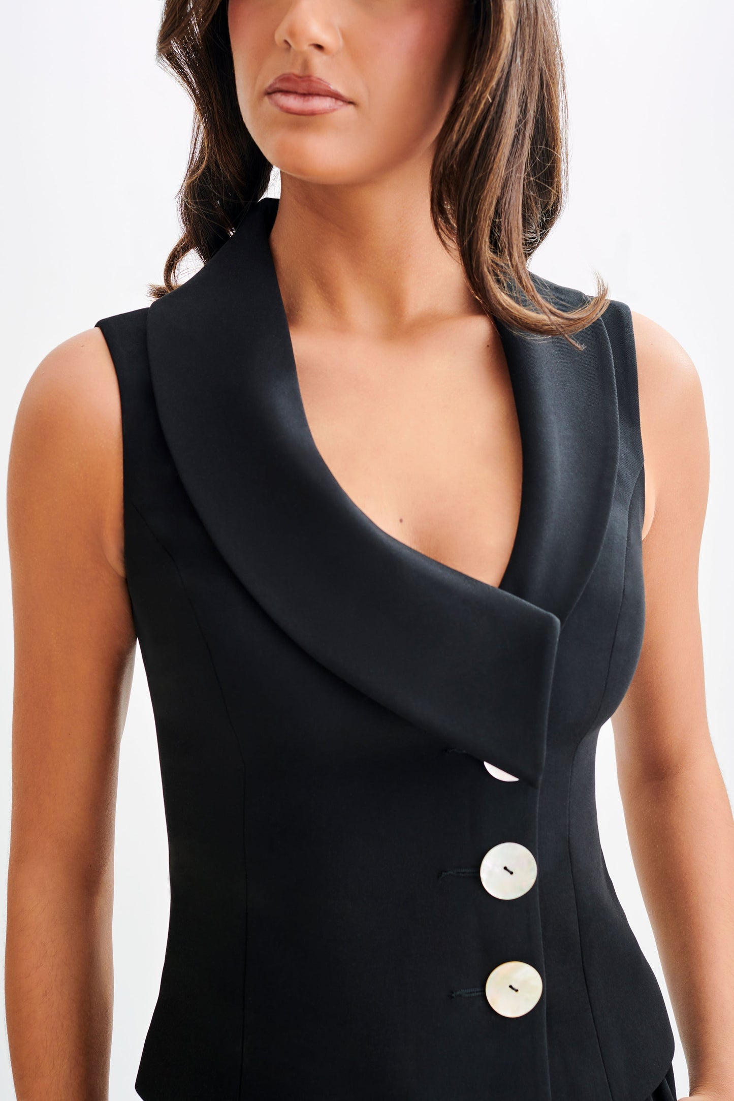 Berkley Suiting Waistcoat With Cowl - Black