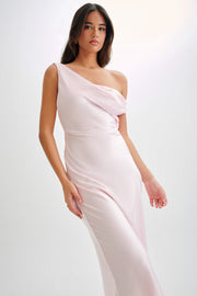 Yvette Slip Maxi Dress With Asymmetrical Hem - Pale Pink