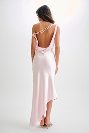 Yvette Slip Maxi Dress With Asymmetrical Hem - Pale Pink