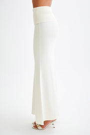 Karlie Knit Maxi Skirt With Ribbed Waist - Ivory