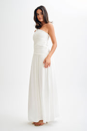 Jenna One Shoulder Pleated Maxi Dress - Ivory