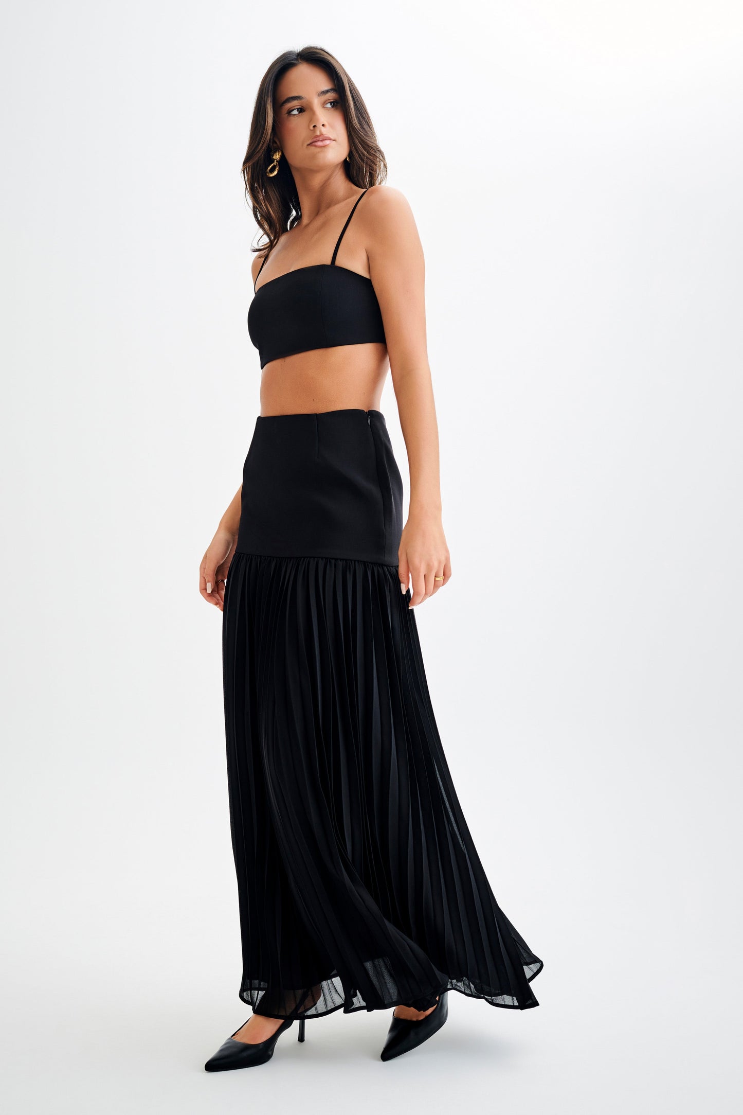 Jillian Pleated Maxi Skirt - Black