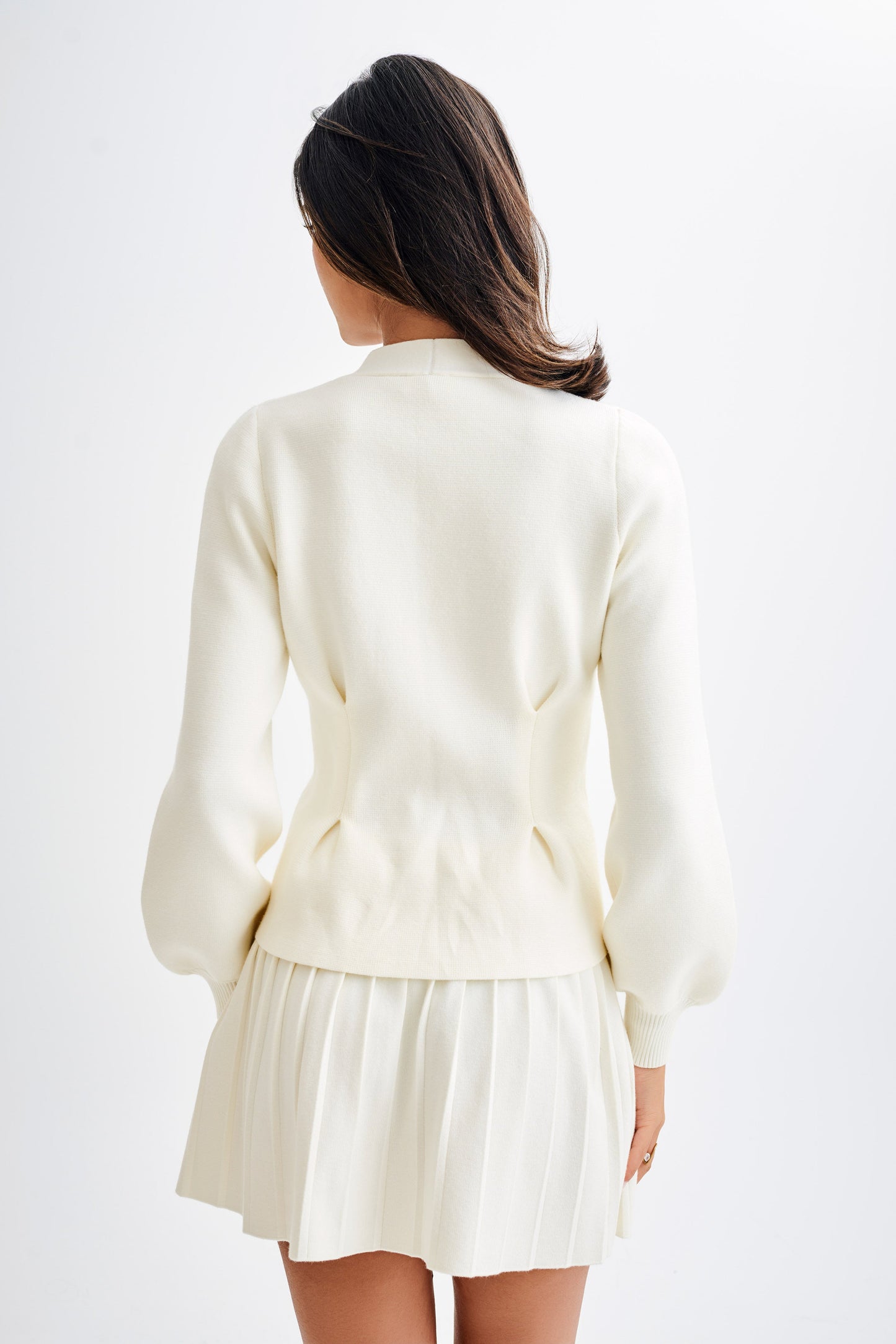 Beverly Knit Cinched Cardigan - Ivory