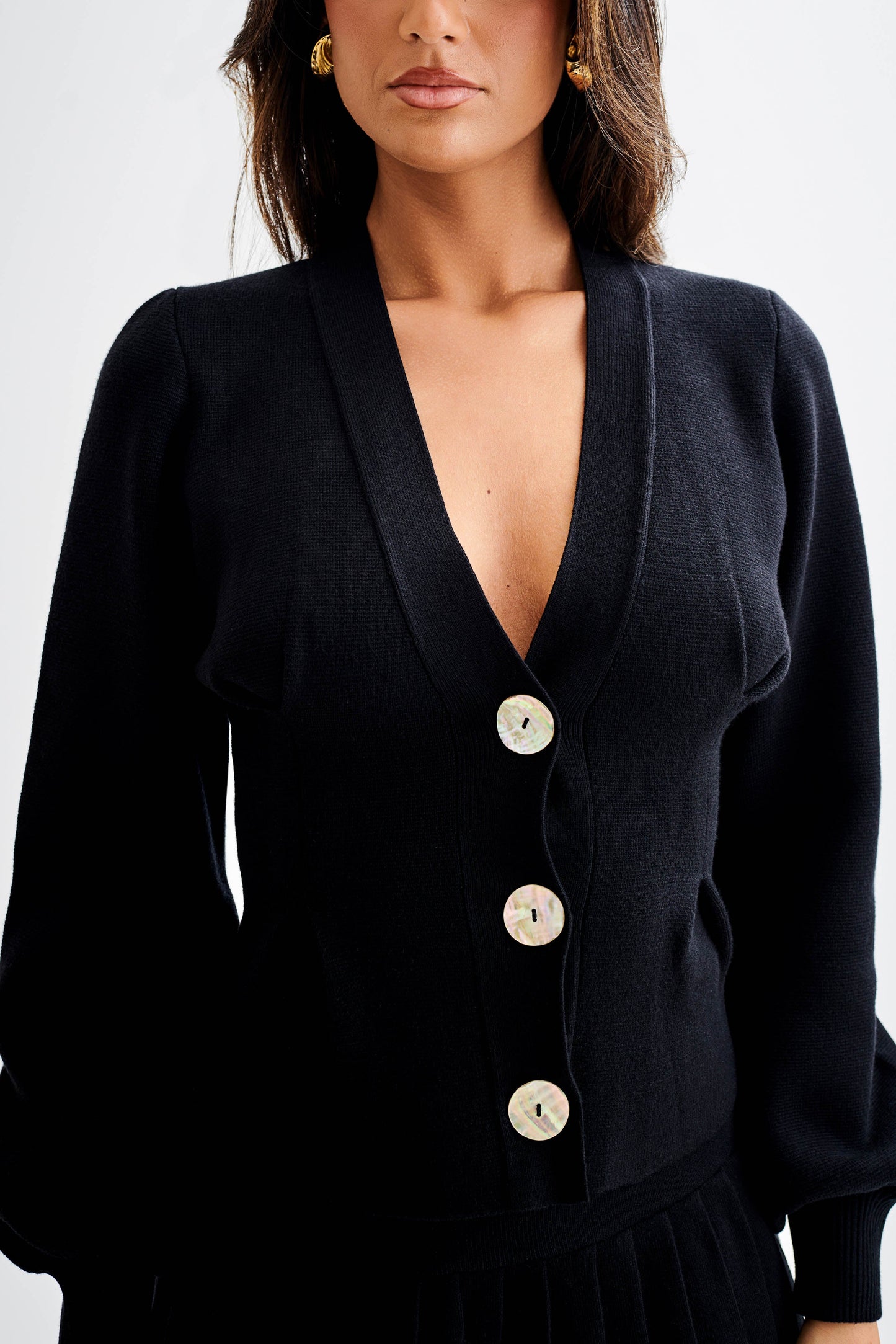 Beverly Knit Cinched Cardigan - Black