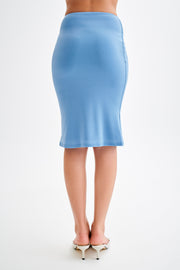 Mara Slinky Knee Length Skirt - Iris Blue