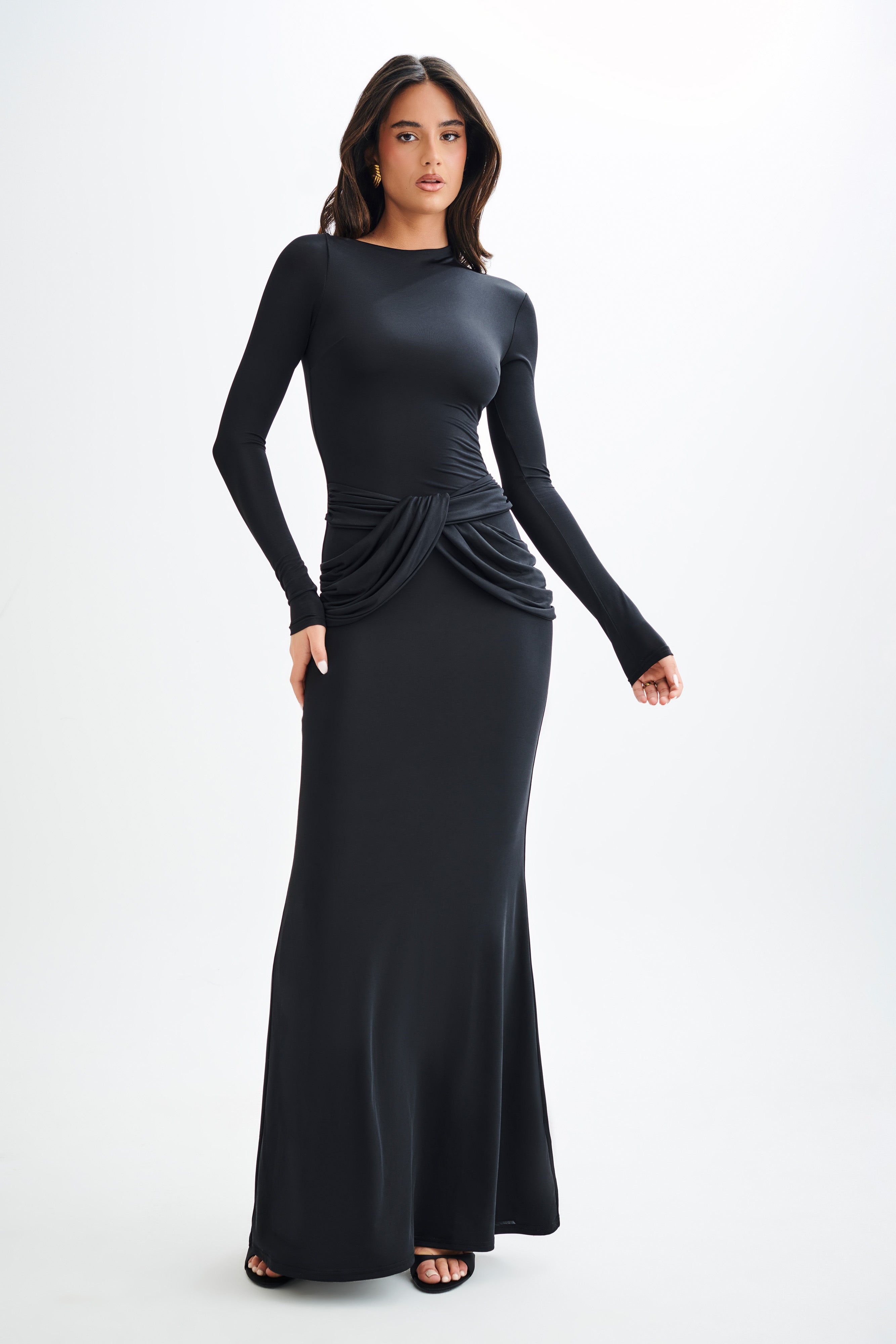 Long sleeve slinky maxi dress hotsell