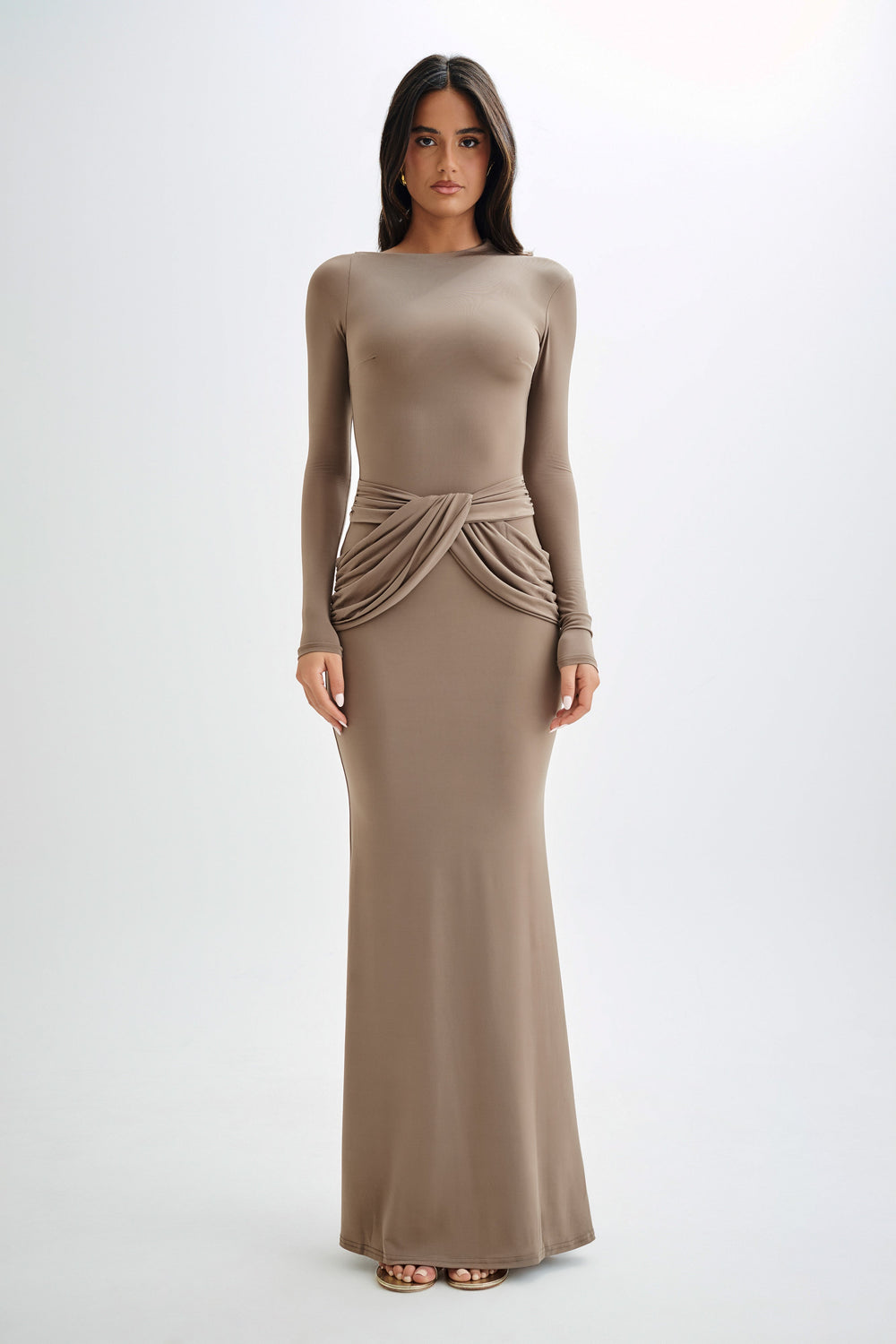 Halcyon Long Sleeve Slinky Maxi Dress - Coco