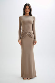 Halcyon Long Sleeve Slinky Maxi Dress - Coco