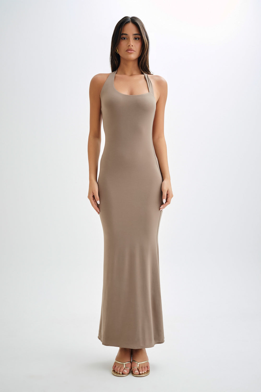 Marianne Asymmetrical Slinky Maxi Dress - Coco