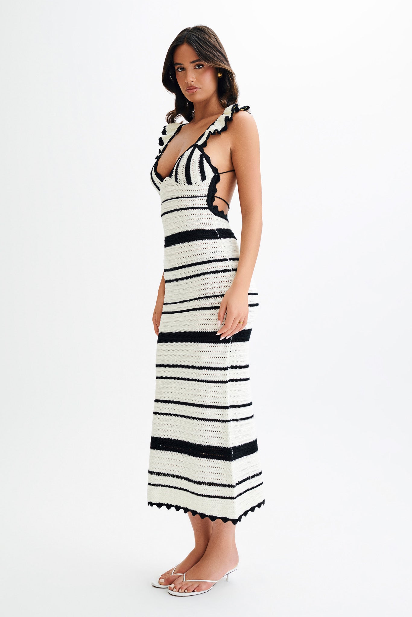 Perpetua Knit Contrast Maxi Dress - Black And White