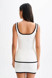 Becky Contrast Knit Longline Top - Ivory & Black